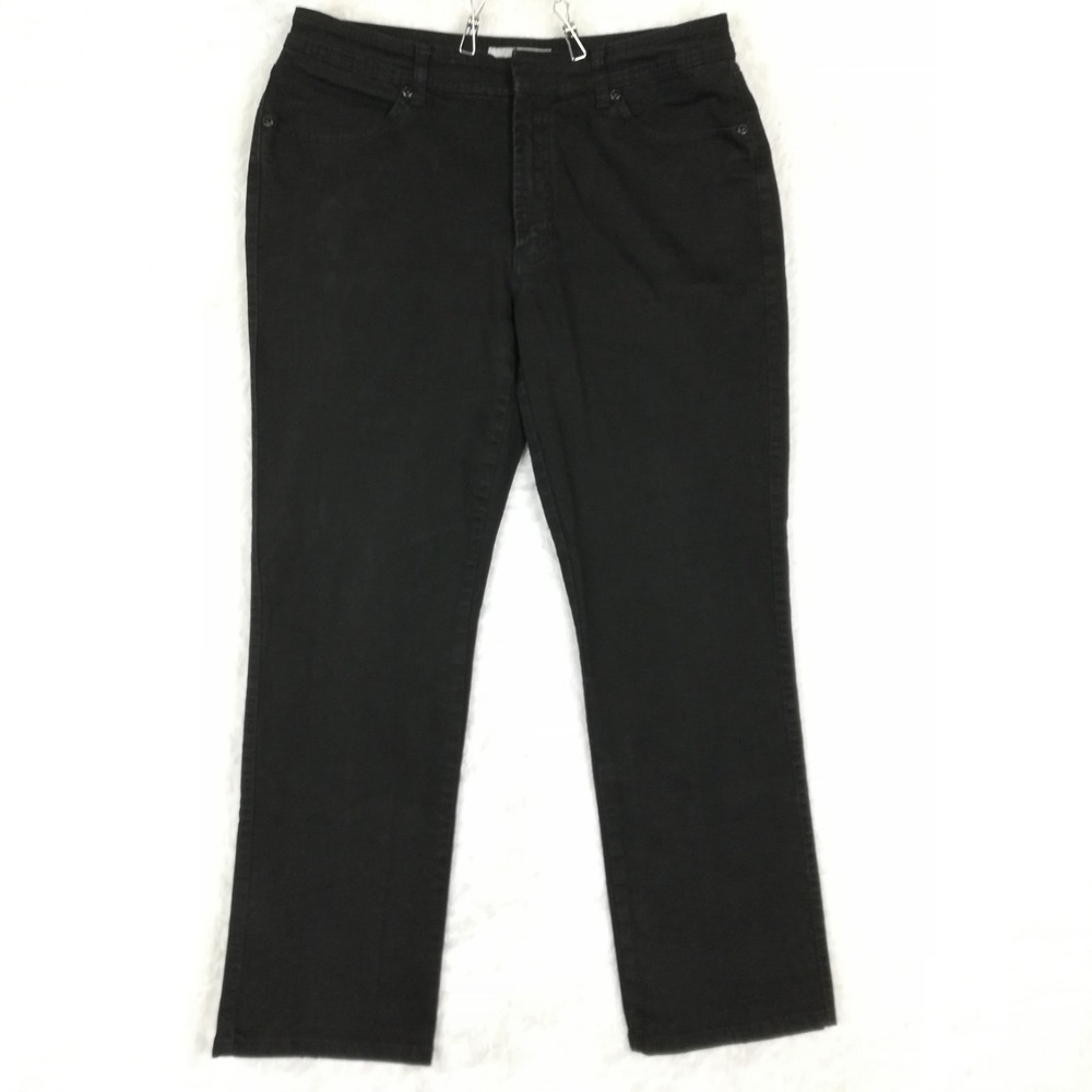 Chico's‎ Womens Jeans Phoebe AK Straight Leg  Black Denim Platinum Mid Rise 2 12